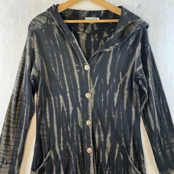 Earthbound Women Longline Button Hoodie Jacket Sz S Boho Grunge Witchy Festival - Picture 2 of 10